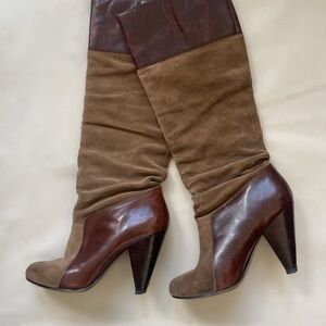 Jessica Simpson Knee-high Boots - Brown Leather and Suede